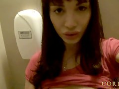 Mariana Cordoba in a public restroom