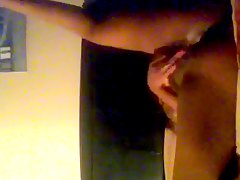 coño, mojado, negro, webcam, ébano