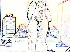 dessin animé baise, webcam, amateur