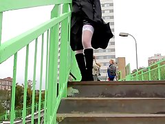 White stockings in windy day