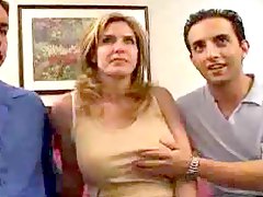Heavy tit milf lets them both fuck her