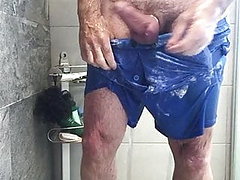 douche, britannique, masturbation, branleur main, dans le vestiaire