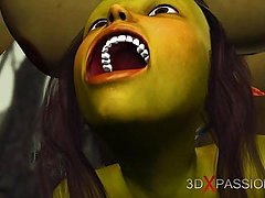 Crazy sex in enchanted forest! Huge cock and female goblin
