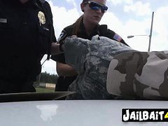 Cops dominating ARMY soldier in empty room