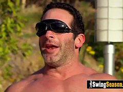 swingers, sikiş partisi, dışarıda, çift, amatör