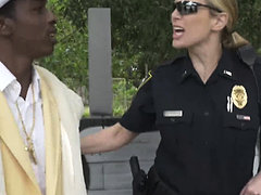 Unfortunate pimp is caught and taken by perverted milf cops
