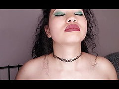 Busty exotic girl does ASMR boob massage