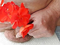 Painting cock insert flowers in my peehole,torture,cum