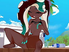 Marina Ida fingers her pussy on the beach. Splatoon 2 Hentai