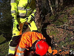 two workers play in High-Viz gear