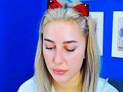 nena, rubia, solo, joven, webcam