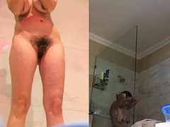 ducha, escondida, desnuda, peludas, voyeur