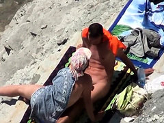 playa, voyeur, desnuda, pareja, escondida