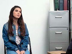 Slim brunette teen Gianna Gem avoids arrest and gets fucked