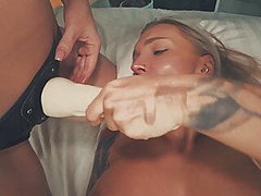 Two Slutty Girlfriends Fuck Each Other With Strapon