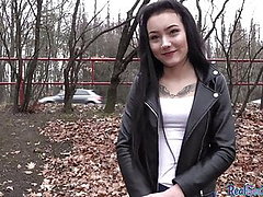 Tricked amateur throatfucked outdoors by shady agent – POV