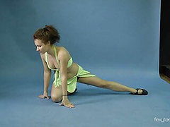 gymnast, fleksibel, stram, behåret, babe, russisk