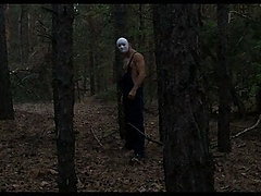 Monster in a mask fucks a stuck soldier in the forest 