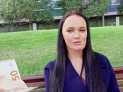 Aroused Czech girl gets paid to fuck the big dick on cam
