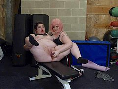 Chubby lesbians facesitting,fisting and water bottle insertion at the gym