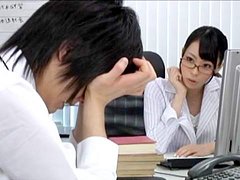 Japanese office doll pleases one of her colleagues with good sex