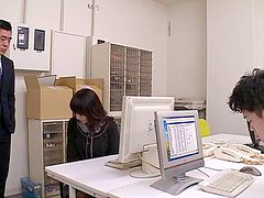 kontor, japans, slikke, penis, amatør