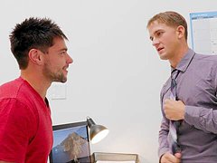 Male passion erupts in the office for hotties Aspen and Brandon Anderson