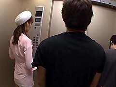 Amateur Kaede Fuyutsuki wears pink while sucking a cock in the elevator