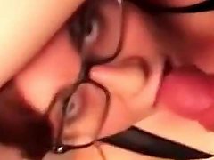 facial, brillen, neemt, sexy, amateur