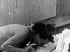 Milf with tanlines sucks dick in the vintage porn film