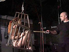 Submissive Isabel Deans cage fetish and bastinado