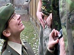 Sweet military cutie is sucking officers dick