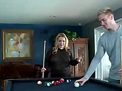 Chubby chick fondled over the pool table