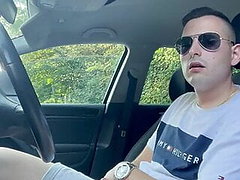 masturbándose, follando en el coche, al aire libre, joven, masturbación