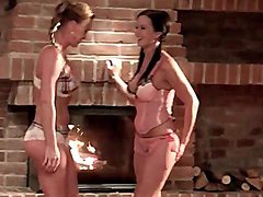 Softcore lesbian play with ladies in lingerie