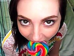 lollipop zuigen, likken, zuigen, penis, meid