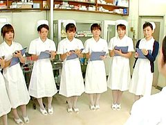 infirmière, branleur main, uniforme, femme habillée homme nu, japonais