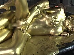 Elegant And Horny Japanese Lady Is Fucked And Covered In Gold