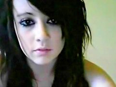 Dark-haired emo is poking her shaved pussy