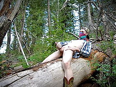 Hot Country Boy Jacks Off On Fallen Tree in Pulic Wilderness