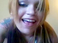 Cute girlfriend with tatts gets naked on webcam