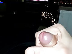 Watching porn jerking off cum shot slowmotion