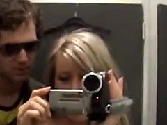 Dressing room blowjob and doggystyle sex