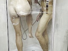 Sex of a beautiful Russian couple in the shower