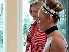 Mom on her knees sucks dick in a blouse