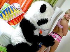 mr. panda with the naughty blonde Amelie Pure